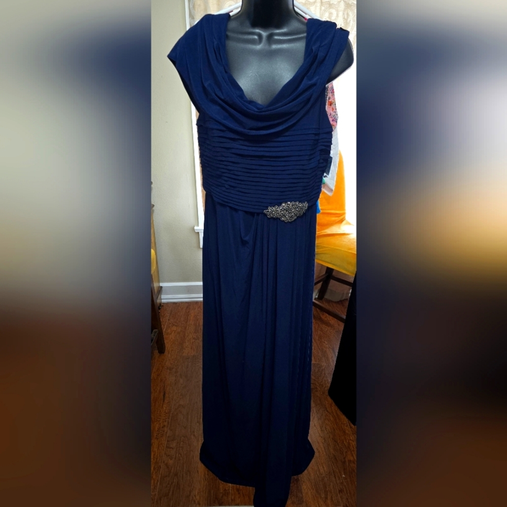 Alex Evenings Navy Blue Gown, Sz 10